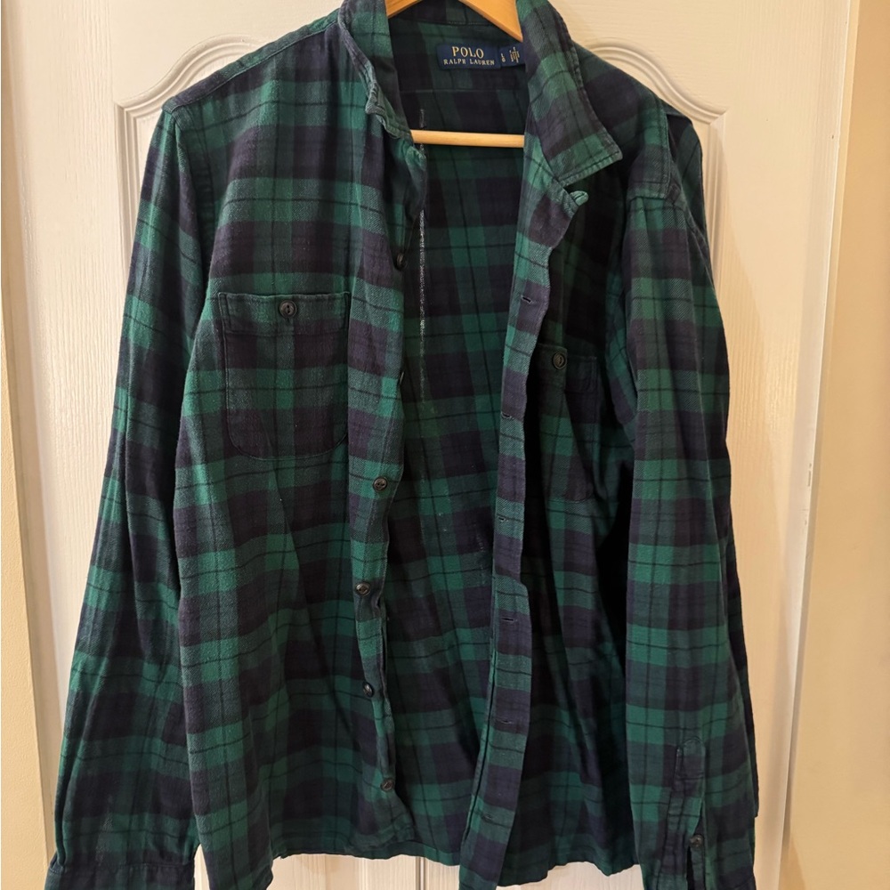 Polo by Ralph Lauren Tartan Shirt in Green and Navy